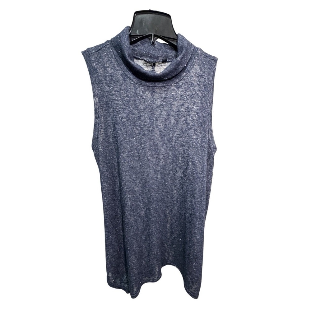 Slinky Glitter Knit Turtleneck Sleeveless Tunic Top Women's Size Medium